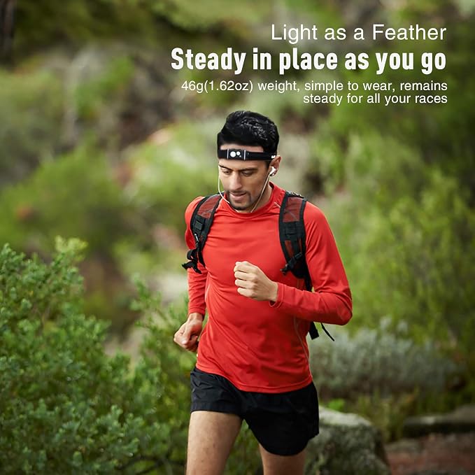 klarus HR1 Plus 600 Lumens Ultra-Slim Running Headlamp Flashlight, USB C Rechargeable Led Headlamp with Red Light, Great for Trail Running, Hiking, Camping, Outdoors, Hunting, Emergency Use