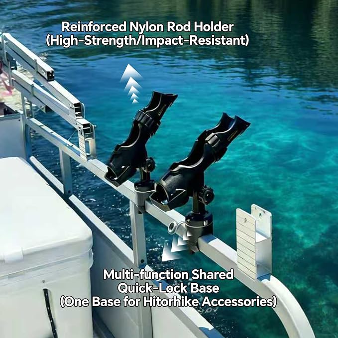 HITORHIKE Fishing Rod Holder Universal Fit Kit Allows for 360-degree Adjustment Kayak Fishing Boat Powerlock Rod Holder