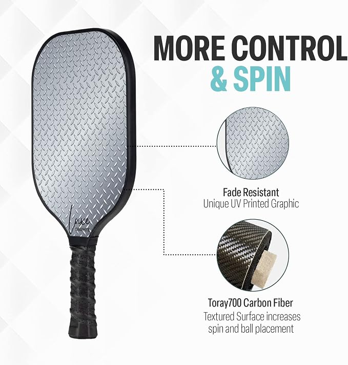 Palms-O-Aces Carbon Fiber Pickleball Paddle – USAPA Approved 16mm T700 Graphite Paddle with Textured Spin Surface | Lightweight Carbon Fiber Pickleball Paddles & Racket | Includes Paddle Cover