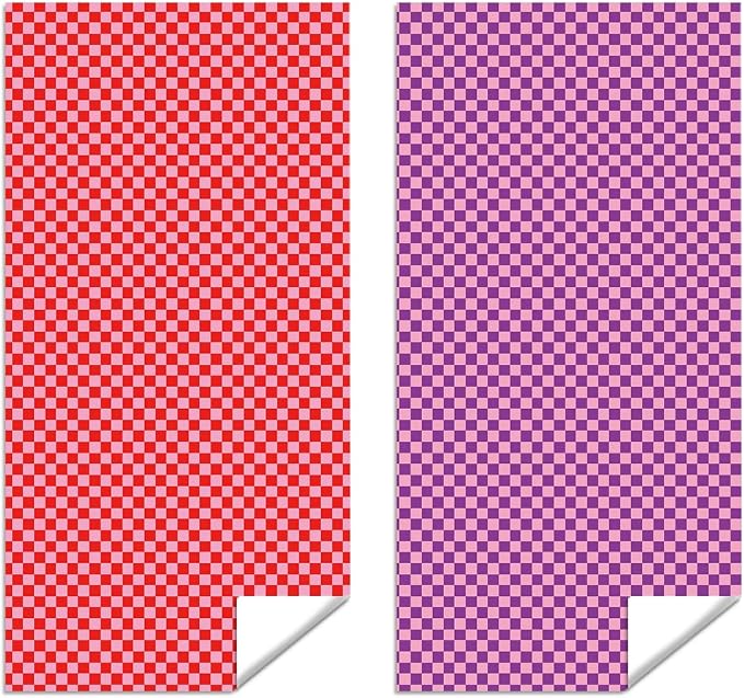 2 Pcs Microfiber Beach Towel, Sand Free Quick Dry Oversized Retro Red Pink Checkerboard, Lightweight Travel Pool Yoga Camping Accessories for Adults, 71 x 32 Inches
