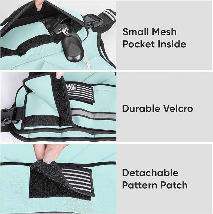 APEXUP Adjustable Weighted Vest, 4-10lb/12-18lb/20-32lb Vest with 6 Ironsand Weights and Large Pocket, Weight Vest for Men Women Strength Training, Running, Walking