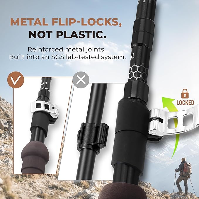 Trekology Trek-Z Collapsible Hiking & Trekking Poles - Balance Support for Seniors, Women, and Men, 2pc Per Set