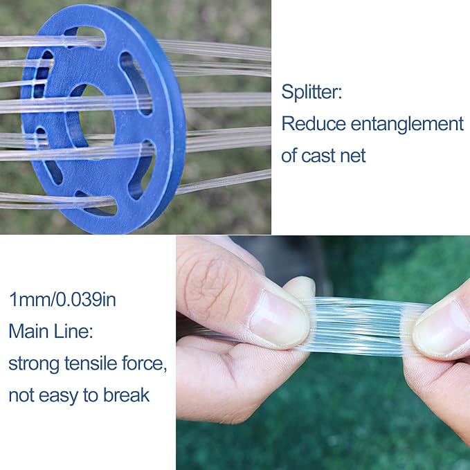 Lawaia Cast Net Cast Nets for Fishing Hand Throw Bait Nets 1/2 inch Mesh Freshwater Saltwater Fish Gear - Ideal for Shrimp, Fish & Fly Fishing with 3FT - 12FT Radius
