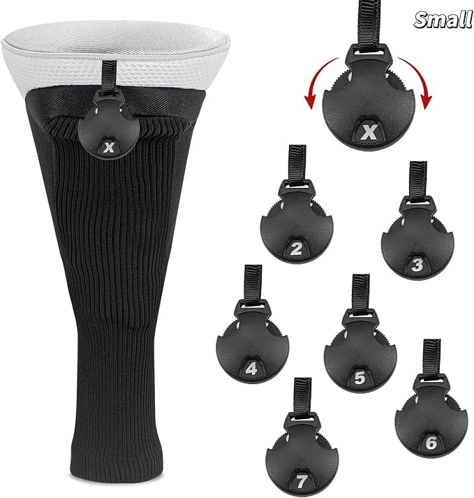 Golf Club Head Covers for Woods 3/4/5/6 Pieces Long Neck Mesh Sports Golf Club Headcovers Set with Interchangeable No. Tags 3 4 5 6 7 X Golf Accessories for Men Women