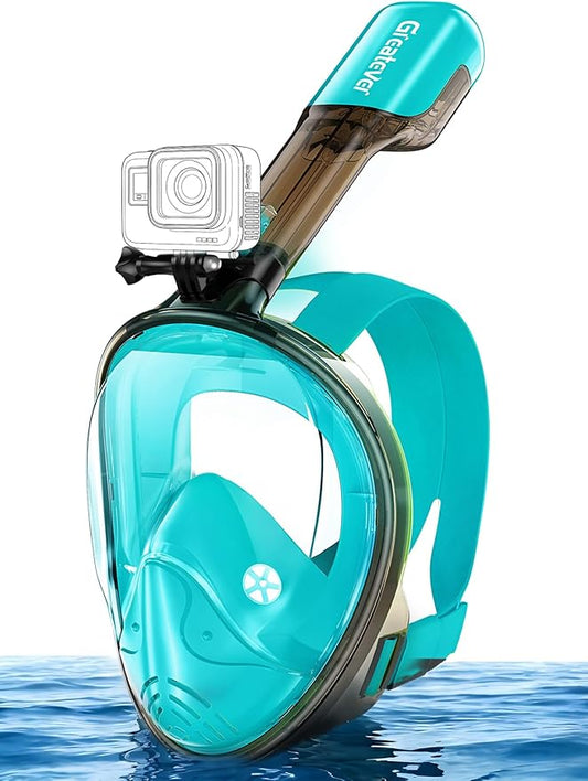Greatever Full Face Snorkel Mask, Snorkeling Gear for Adults with Latest Dry Top Breathing System and Detachable Camera Mount, Foldable Snorkel Mask Adult, Snorkels Anti-Fog & Anti-Leak