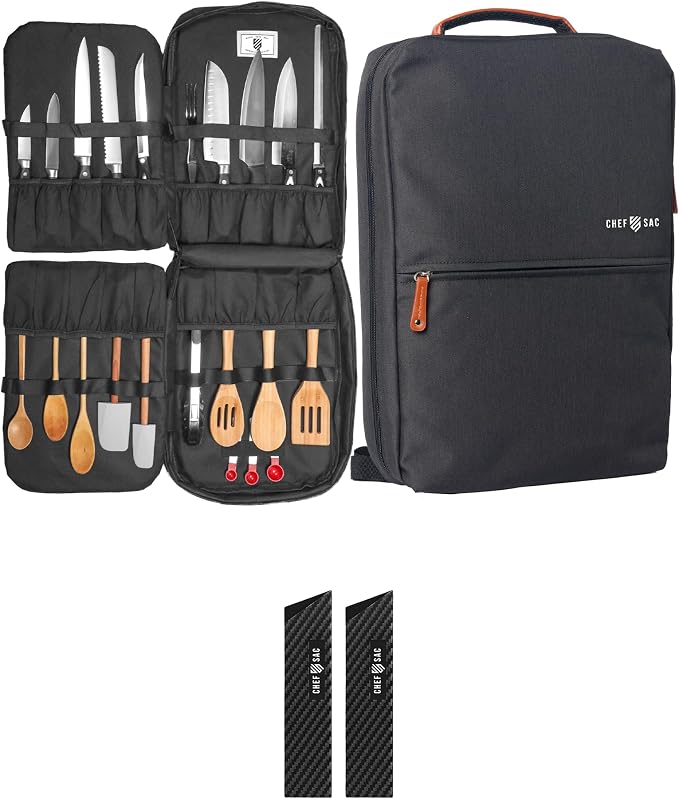 Modern Chef Knife Backpack with 2-Piece Knife Guards Set (8.5") for Chefs & Students