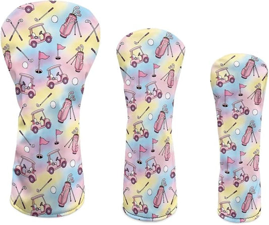 Rnyleeg Golf Club Head Covers for Women Driver Head Cover Leather Fairway Wood Headcover Hybrid Headcovers for Golf Clubs