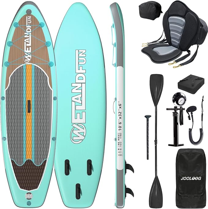 Inflatable Stand Up Paddle Board with Seat, 10'6"/10'5" SUP 440LBS, Recreational Paddleboard for Adults Beginners, Blow Up Paddle Board with Fishing Design, Camera Mount, Cooler Bag & Full Accessories