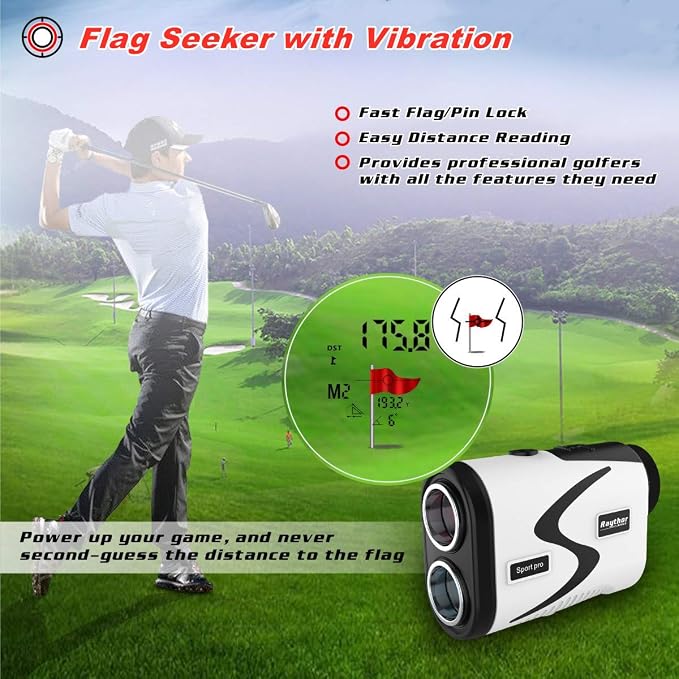 Golf Rangefinder, 6X Rechargeable Laser Range Finder 1000 Yards with Slope Adjustment, Flag Seeker with Vibration and Fast Focus System, Continuous Scan Support, Help You Choose The Right Club