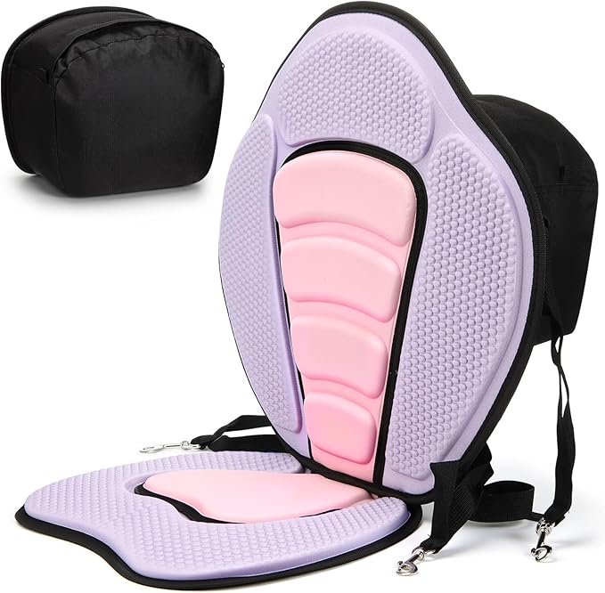 Vinsot Kayak Seat Cushion Universal Paddle Board Seat with Back Support Adjustable Non Slip Boat Chair Seats with 4 Straps and Storage Bag for Kayak Boat Sup Canoe