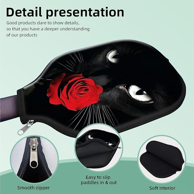 Pickleball Paddle Cover- Premium Water-Resistant Racket Sleeves with Reinforced Zippers, Universal Fit for USAPA Standard Paddles, Extra Padding Protection 6