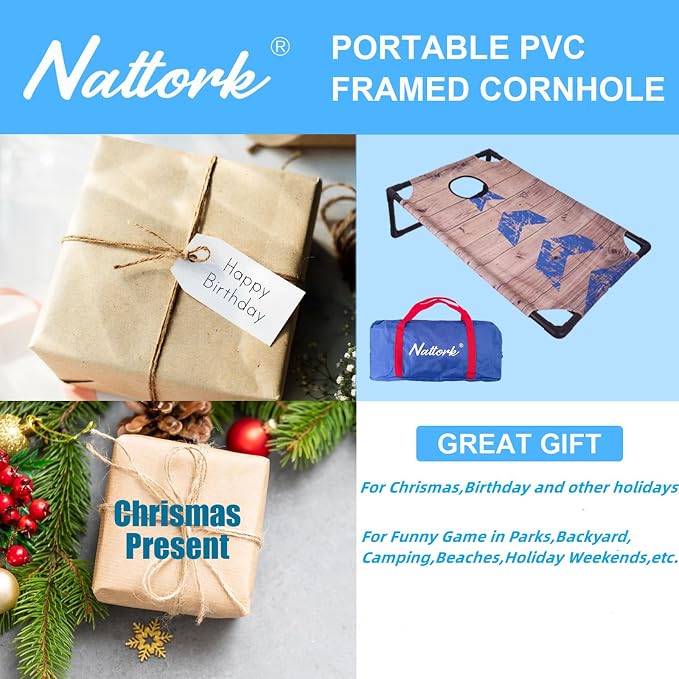 Portable Cornhole Set with 2 Collapsible Cornhole Boards, 8 Cornhole Bean Bags and Carrying Case for Yard Toss Game, Indoor Outdoor Camping Games for Family Parties (3 x 2-feet)