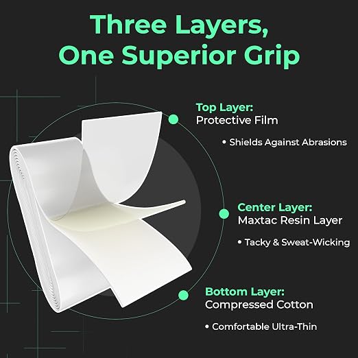 ADV MaxTac Tacky Tennis Overgrip - 30 Pack Extremely Sticky Non-Slip Tennis Grips Overgrip - Razor-Thin & Easy to Use Pro Tennis Racquet Grip Tape (30-Pack White)