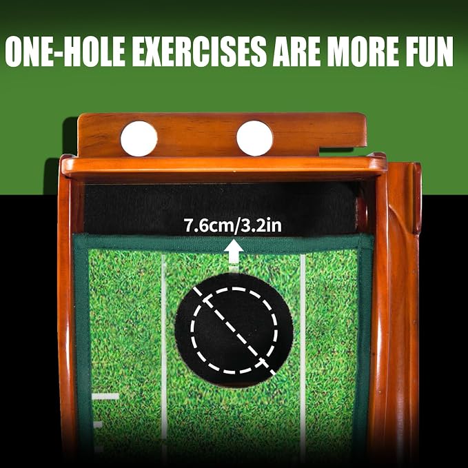 GimYaa Golf Putting mat Green Indoor and Outdoor with Auto Ball Return,Game Practice Golf Gifts for Home, Office, Backyard Indoor Golf and Outdoor Use, Crystal Velvet Mat