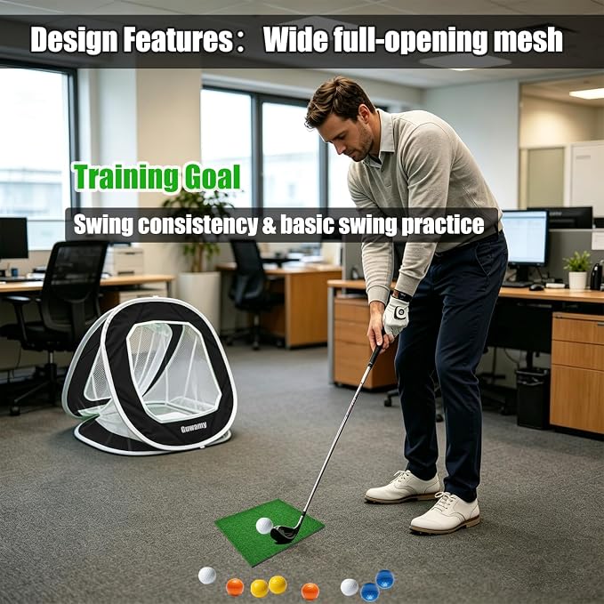 3-in-1 Pop Up Golf Chipping Net – Precision & Distance Trainer, Easy Indoor/Outdoor Setup – Ideal Gift