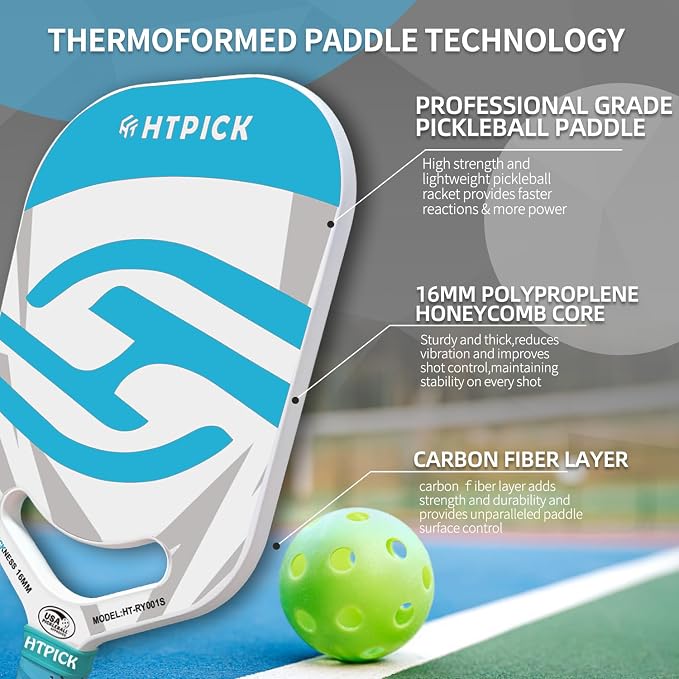 Pickleball Paddles | T700 Carbon Fiber Pickleball Paddle with Aero Throat | Hot-Press Moulding | 16mm Polymer Core | Specifically Engineered for Swing Speed and Manoeuvrability