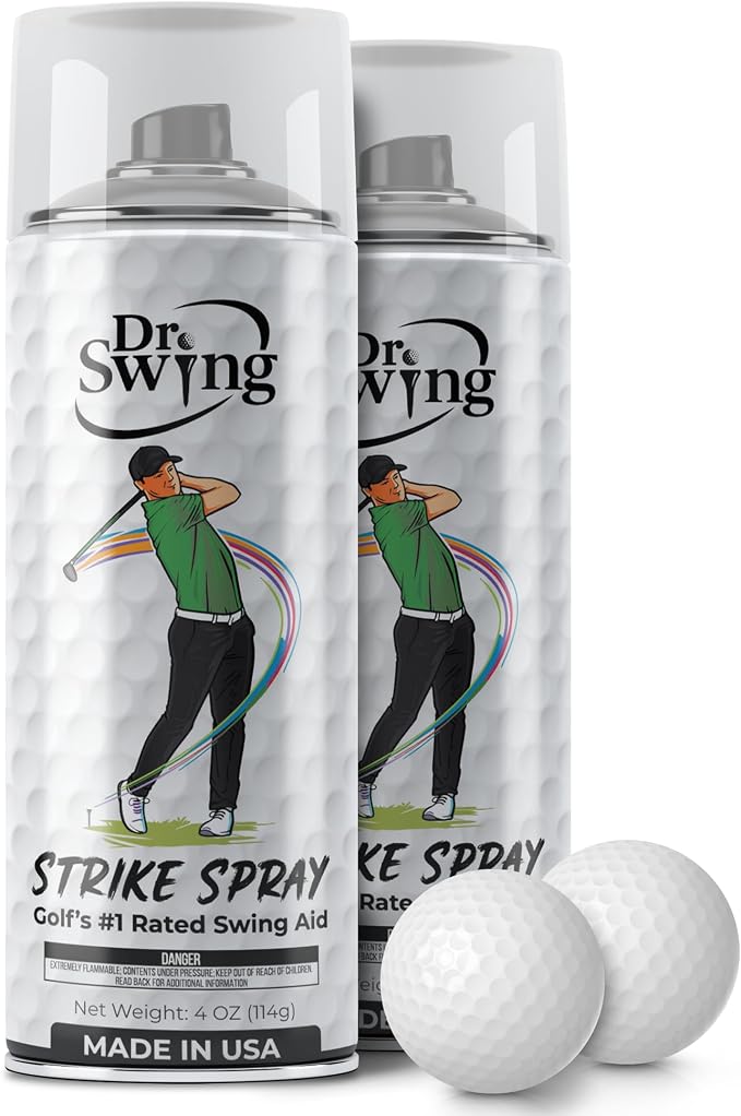 Dr. Swing Golf Impact Spray｜2 Pack｜ Club Spray for Ball Contact｜Quick Drying Vanishing Strike Formula｜Easy Wipe Design