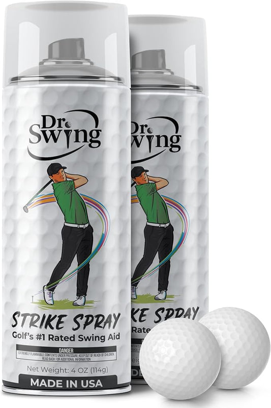 Dr. Swing Golf Impact Spray｜2 Pack｜ Club Spray for Ball Contact｜Quick Drying Vanishing Strike Formula｜Easy Wipe Design