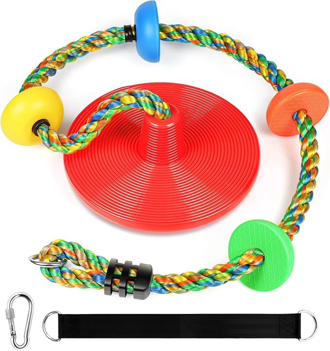 ZNCMRR Rope Swing for Tree Disc Swings Tree Swing for Kids Single Disc Seat and Climbing Rope for Kids Heavy Duty Swing Set for Backyard Playground Accessories Swingset Accessories Outdoor(Red)