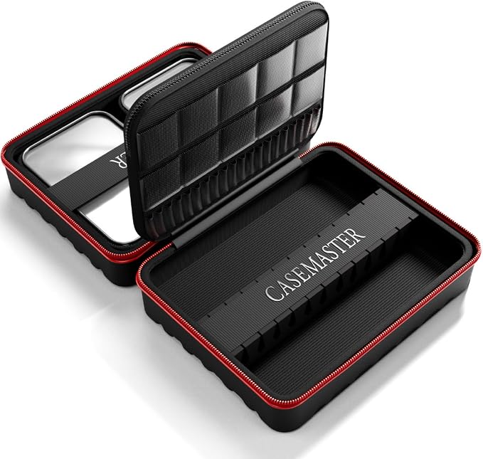 Casemaster Maxx 4 Dart Case, Holds 12 Steel Tip or Soft Tip Darts Fully Assembled, Hard Shell EVA Darts Case, 20 Accessory Pockets, Red