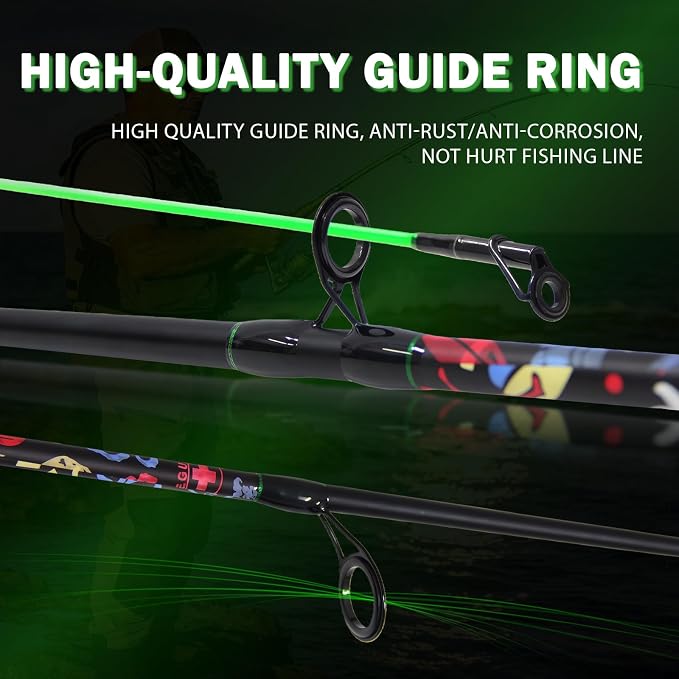 5’6" Ultra-Light Spinning Fishing Rod, Threaded Grip Gun Handle, Durable Composite Graphite & Glass Blank, Ceramic Line Guides, Sensitive Strike Detection for Freshwater & Inshore