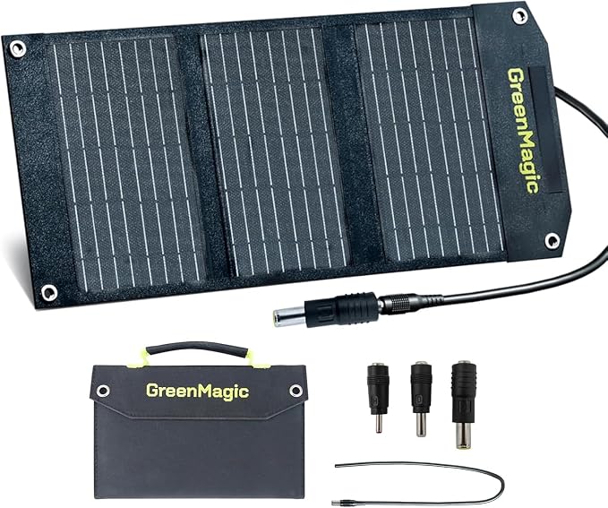 Greenmagic 40 Watt Portable Solar Panel with USB-A USB-C DC Output Foldable Solar Panel Charger Waterproof Fast Charging for Power Battery Power Station Smart Watches Phones Tablets Laptops etc