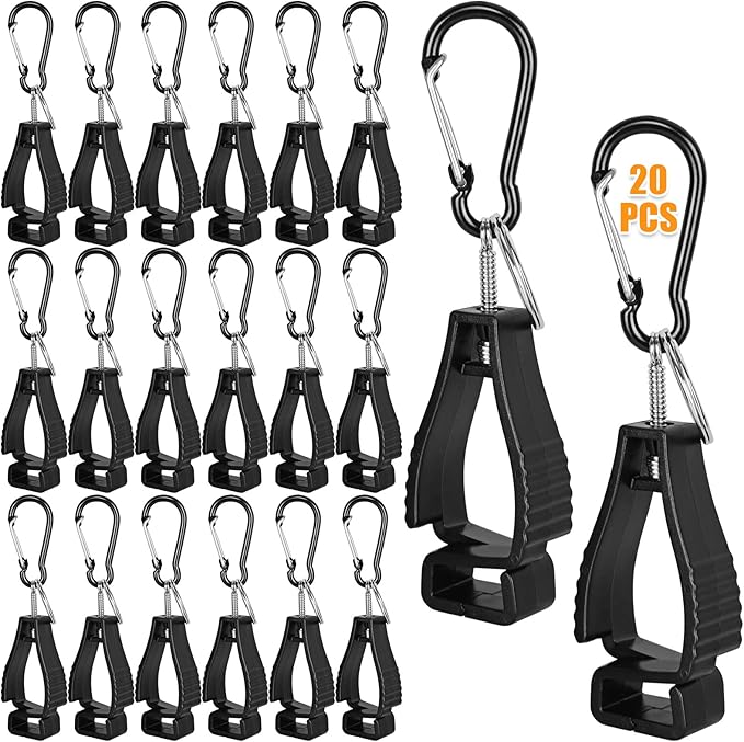 ZOFORTY 20 PCS Glove Clips, Glove Holder Clip, Glove Grabber Clip Holder for Belt Guard Labor Worker Construction, Black