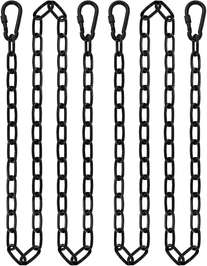 2 Pack 83in Hanging Chair Chain with 4 Carabiners, 500LB Capacity Hanging Kits Heavy Duty Hanging Chair Hardware for Hammock Swing Punching Bags Sandbag Indoor Outdoor Yoga Gym (Black,83in)