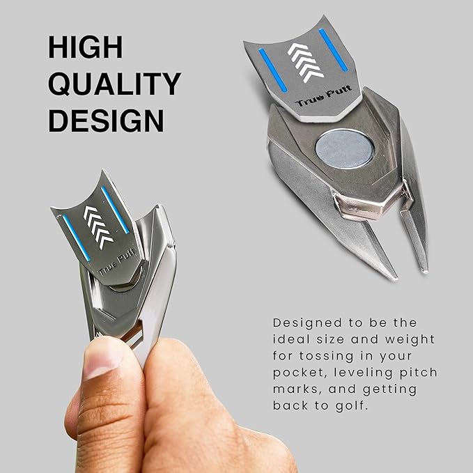 Ghost Golf Divot Tool - 5-in-1 Divot Repair Tool & Ball Marker Alignment Aid - Fix Pitch Marks on The Green - Club Rest & Groove Cleaner - Golf Equipment for Men & Women