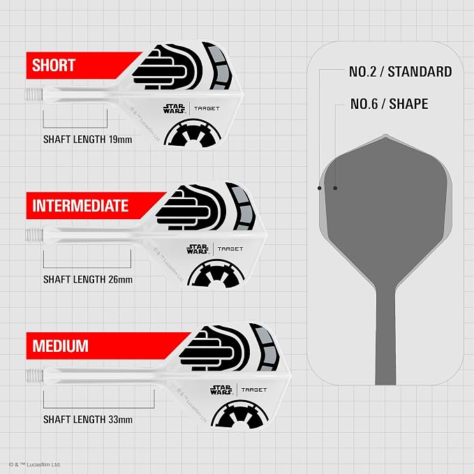 Target Darts Star Wars Storm Trooper K Flex Integrated Dart Flights & Shafts | Storm Trooper Pack of 3 K-Flex, No.2 & No.6 | Short, Intermediate & Medium Disney K-Flex Accessories