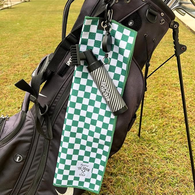 Against The Grain Golf Club Cleaning Kit - Includes Water Golf Club Brush & Microfiber Golf Towel (12"x20") Perfect Golf Bag Accessories for Men & Women Golf Gifts for Men