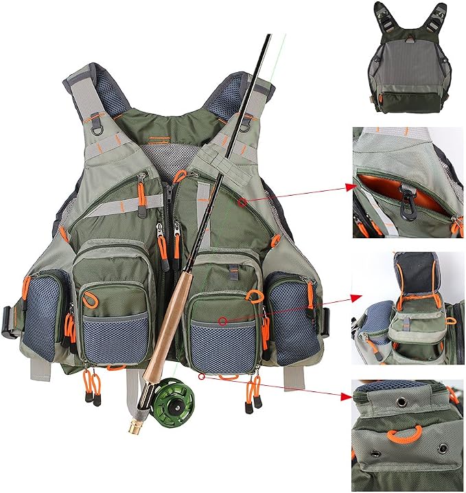 Kylebooker Fly Fishing Vest Pack Adjustable for Men and Women