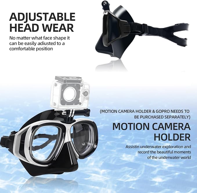 Nearsighted Snorkeling Gear for Adults Youth, Professional Full Dry Top Silicone Snorkel Set, Anti-Fog Scuba Diving Mask with Adjustable Strap
