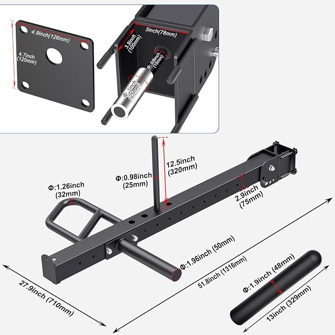 SELEWARE Squat Rack Attachment, Y-Shaped Dip Bar Attachment, Nordic Hamstring Curl Attachment and Lever Arms for 2x2 or 3x3 Power Rack with 5/8" or 1" Hole, Power Cage Accessories for Home Gym