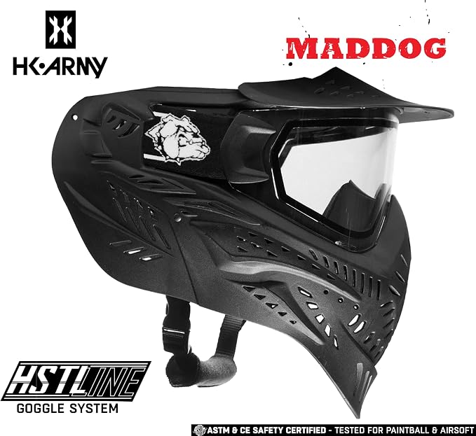 Maddog HK Army HSTL Paintball Airsoft Mask Goggle System | Replaceable Thermal Dual-Pane Anti Fog Lens | Adjustable Full-Face Safety Certified Protection