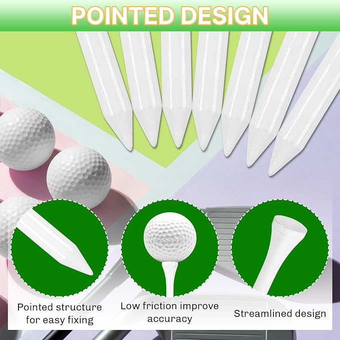 Bamboo Golf Tees 1000/500 PCS 2-3/4 & 3-1/4 inch Length | Professional Natural Bamboo Golf Tees, Durable and Low Friction