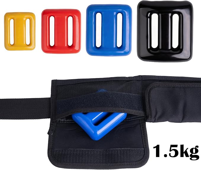 Vinyl Coated Diving Weights-4pcs 1.1-4.4 lbs Dive Weights with 4 Pocket Scuba Weight Belt with Quick Release Buckle,Used for Freediving, Spearfishing & Scuba Diving-Fit for Waist 32" to 52"