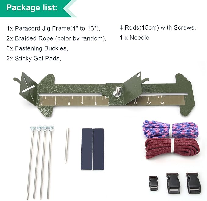 Catcan 2 in 1 Paracord Bracelet Jig, Paracord Bracelet Making Kit, Adjustable Length DIY Craft Monkey Fist Jig Tools 4" to 13" with Free Cord and Buckles