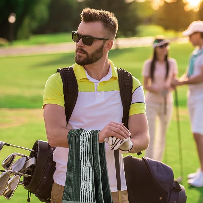 Buryeah Golf Towel 22 x 44 Inch Cotton Golf Caddy Towel Camping Large for Caddies Golfers Tour Players Club with Stripe