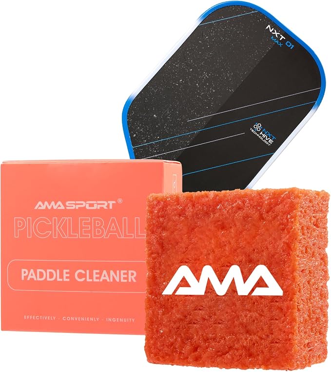 AMA SPORT Pickleball Paddle Eraser Carbon Fiber Pickle Ball Racket Cleaner Pickleball Accessories for Removing Ball Residue & Dirt, Restores Grip & Spin (Orange)
