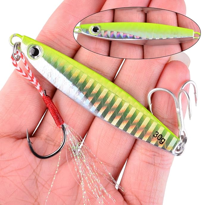 Aorace Jigging Lure Lead Fish Metal Jig Fishing Lure Paillette Knife Artificial Hard Bait Laser Body