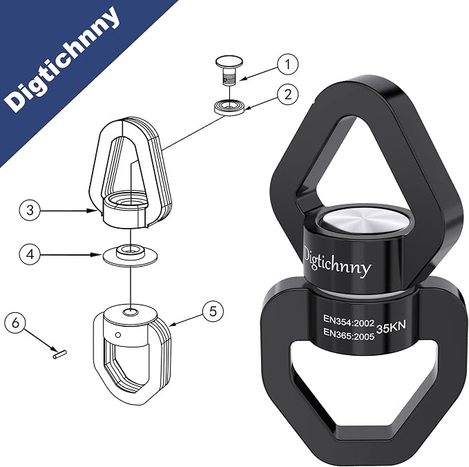 Swing Swivel, 35KN Safety Rotational Device, Swing Spinner for Web Tree Swing, Aerial Dance, Children’s Swing, Hanging Hammock (Full Black)