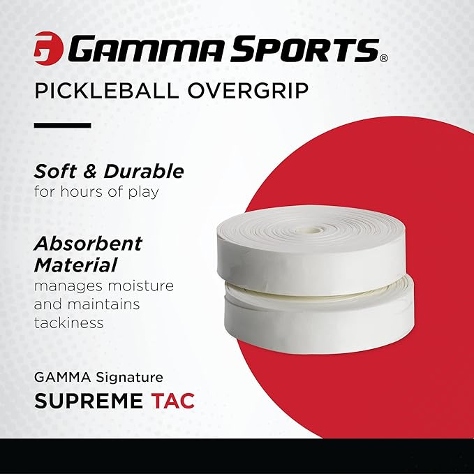Gamma Sports Supreme Overgrip for Tennis, Pickleball, Squash, Badminton, and Racquetball Racquets, Multiple Pack Sizes and Colors