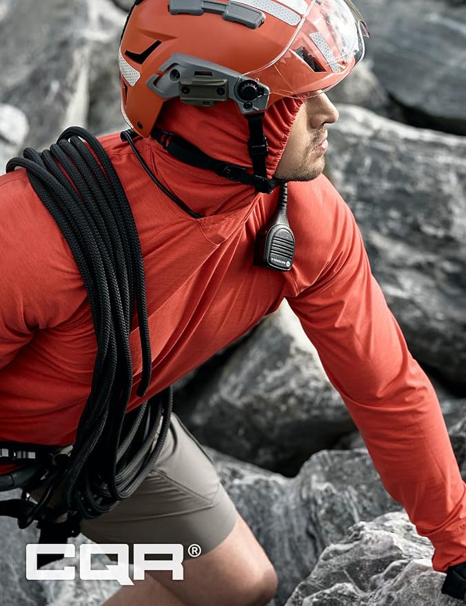 CQR Men's UPF 50+ Sun Protection Long Sleeve Quick Dry Athletic Shirts, Stretch Running Workout Hiking T-Shirts