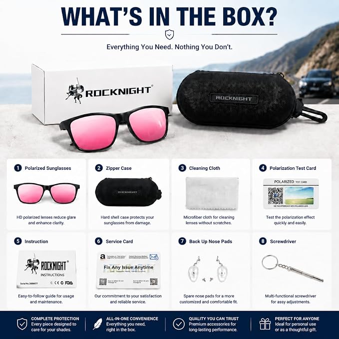 ROCKNIGHT Polarized Driving Sunglasses with Spring Hinges