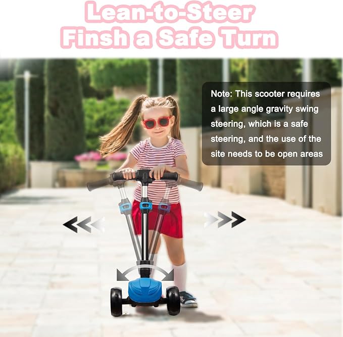 3 Wheel Electric Scooter for Kids Ages 3+, LCD Display, Colorful Lights, Reliable Thumb Throttle, 3 Adjustable Height, 5Mph Safe Speed and Long Range, Foldable Kids Electric Scooter