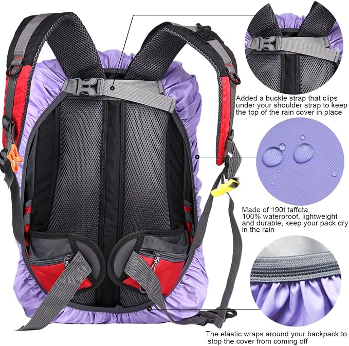 Waterproof Backpack Rain Cover with Anti Slip Buckle Strap for Camping, Hiking, Traveling, Hunting, Biking, 15-80L