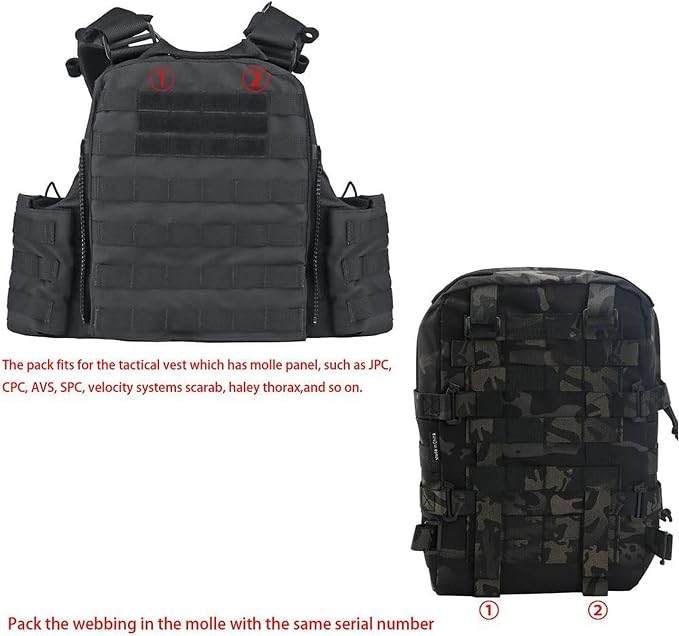 Tactical Mini Molle Hydration Pack,Molle Hydration Carrier with IFAK Pouch&US Flag&Med Patch,Hydropack for 2L Water Bladder