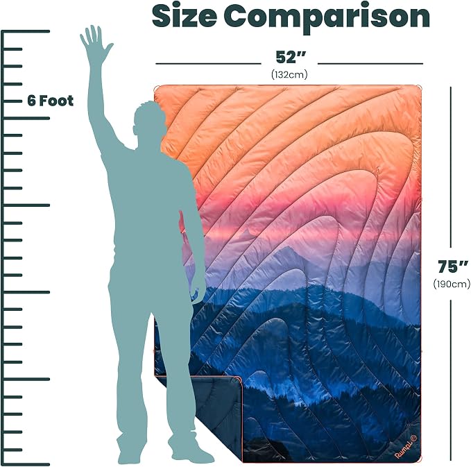 Rumpl Original Puffy 1-Person Blanket for Camping and Outdoors, Alpenglow