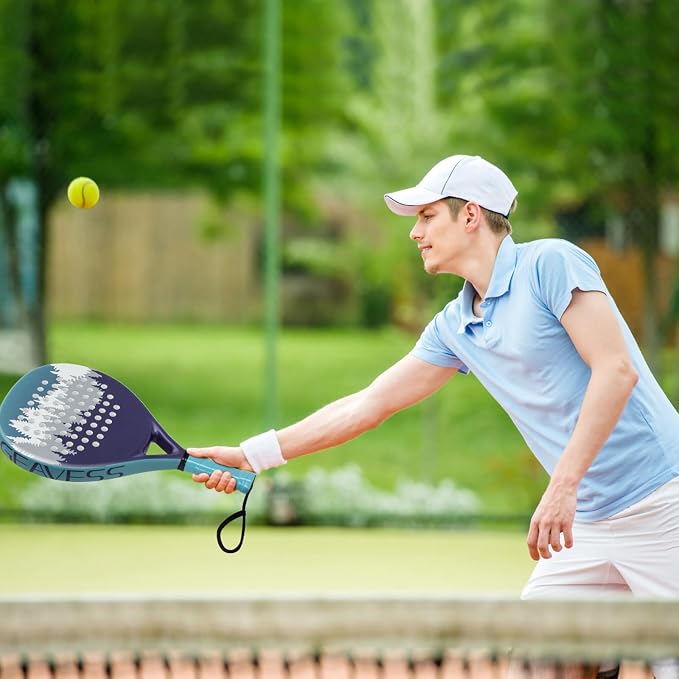 Padel Racket, Carbon Fiber Surface with EVA Memory Flex Foam Core, Shock Absorption Large Sweet Spot, Lightweight Pala De Padel for Beginners & Intermediate